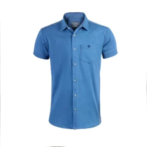 پیراهن جین آستین کوتاه تک جیب آبی مدل نیل